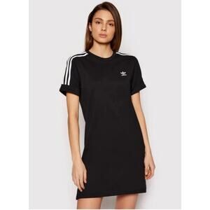 Women’s Black Adidas Trefoil T-shirt Dress - Size XS